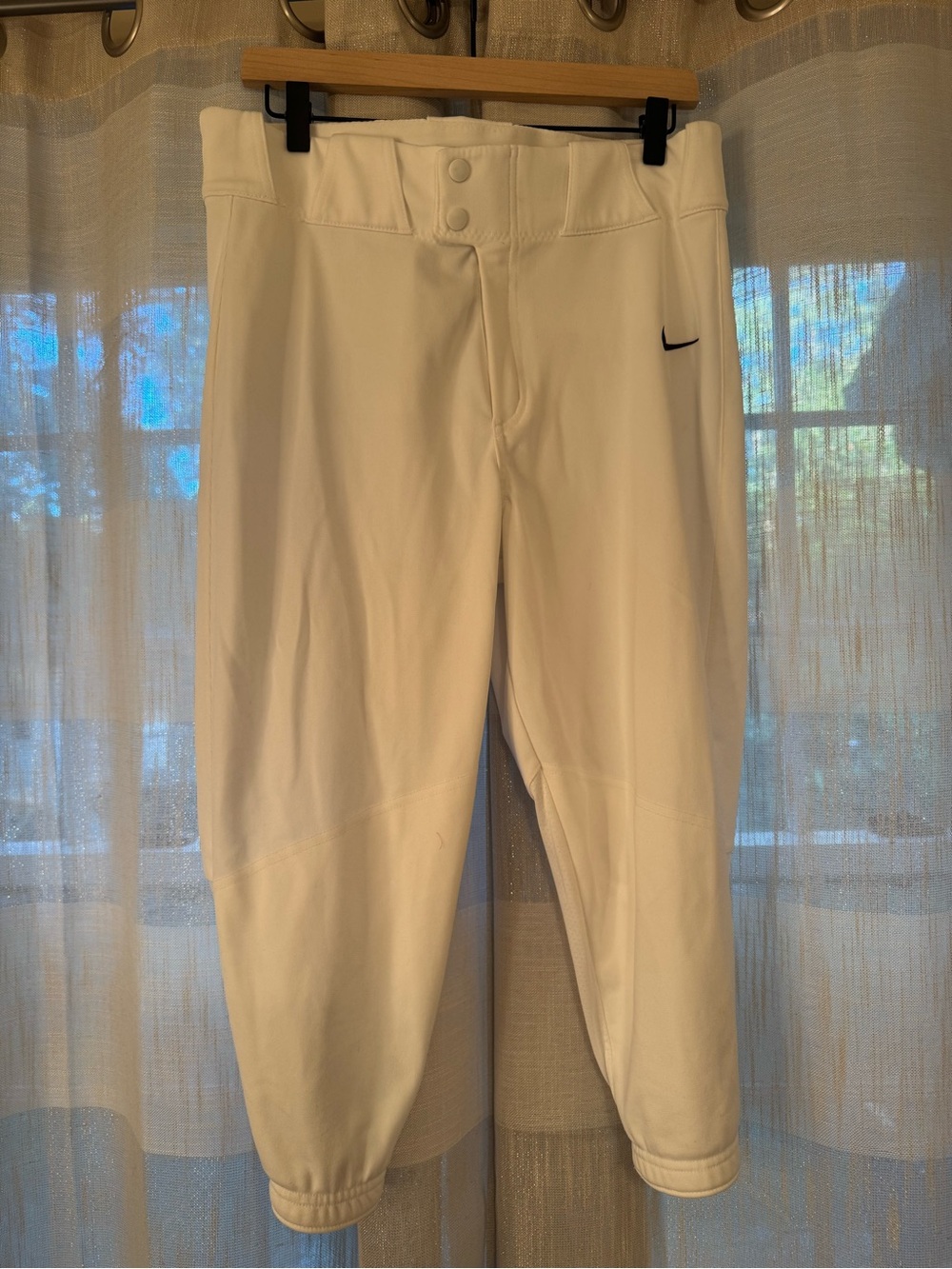 Nike Team Engineered White Men's Baseball Jogger Pants with Black Swoosh
